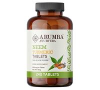 Arumba Ayurveda Neem Turmeric Balls Tablet with Black Pepper 240 nos, Made with Pure Neem Leaf Powder and Turmeric Root Powder