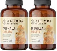 Arumba Ayurveda Triphala Tablets 240 Tablets, 500 mg per Tablet, Made with Pure Amalaki Powder, Haritaki Powder, Bibhitaki Powder (Pack of 2)