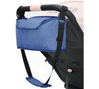 AruMinna Stroller Organizer - Pram Bag with Mobile Phone Pocket, Zipper Pocket, 2 Cup Holders & Shoulder Strap (Blue)