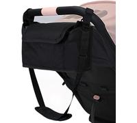 AruMinna Stroller Organizer - Pram Bag with Mobile Phone Pocket, Zipper Pocket, 2 Cup Holders & Shoulder Strap (Black)