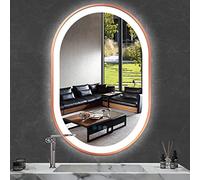 ARUMMA 20 x 32 Rose Gold Oval LED Mirror for Bathroom Wall Oval Lighted Mirror Oval Vanity Mirror with Lights 3 Color Dimmable AntiFog Rose Golden Frame 32 Inch Bathroom Oval Smart Light up Mirror