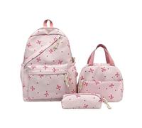 ARUNASC rucksack 3pc Bow Backpack Large-capacity Schoolbag Nylon Versatile Laptop Bag for Daily schoolbag(Rose)
