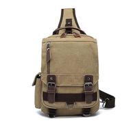 Arunasc rucksack Canvas Cross Body Messenger Bag Shoulder Sling Backpack Travel Rucksack for School Travel Laptop Business Bag schoolbag(Khaki,One shoulder)