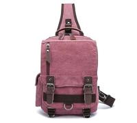 Arunasc rucksack Canvas Cross Body Messenger Bag Shoulder Sling Backpack Travel Rucksack for School Travel Laptop Business Bag schoolbag(Rose,One shoulder)
