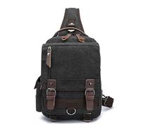 Arunasc rucksack Canvas Cross Body Messenger Bag Shoulder Sling Backpack Travel Rucksack for School Travel Laptop Business Bag schoolbag(Nero,One shoulder)