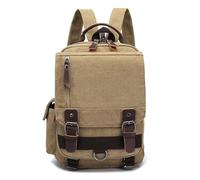 Arunasc rucksack Canvas Cross Body Messenger Bag Shoulder Sling Backpack Travel Rucksack for School Travel Laptop Business Bag schoolbag(Khaki,Two shoulders)