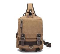 Arunasc rucksack Canvas Cross Body Messenger Bag Shoulder Sling Backpack Travel Rucksack for School Travel Laptop Business Bag schoolbag(Brown,One shoulder)