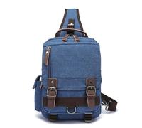 Arunasc rucksack Canvas Cross Body Messenger Bag Shoulder Sling Backpack Travel Rucksack for School Travel Laptop Business Bag schoolbag(Donker Blauw,One shoulder)