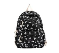 ARUNASC rucksack Large Capacity Bow Backpack Versatile Nylon Canvas Schoolbag Travel Bag Perfect Back-to-School schoolbag(Nero)