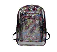 ARUNASC rucksack Transparent Backpack Fashion Personalized Graffiti Transparent PVC School Bag Suitable School Work schoolbag(Style 4)