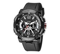 Arunasc Watches Dual Display Waterproof Sports Watch Outdoor Student Digital Electronic Watch Multi-Function Suitable for Men's Gift Digital(Black White)