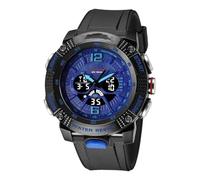 Arunasc Watches Dual Display Waterproof Sports Watch Outdoor Student Digital Electronic Watch Multi-Function Suitable for Men's Gift Digital(Black Blue)
