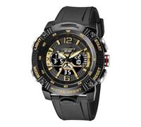 ARUNASC Watches Dual Display Waterproof Sports Watch Outdoor Student Digital Electronic Watch Multi-Function Suitable for Men's Gift Digital(Black Gold)