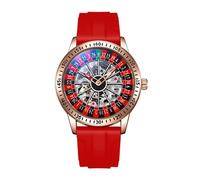 ARUNASC Watches Fully Automatic Mechanical Watch Swinging Rotating Dial Stainless Steel Hollow Waterproof Watch Suitable for Men as A Gift Digital(Rose Gold,Steel Belt)