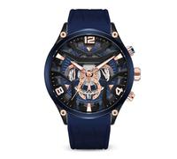 ARUNASC Watches Multi-Function Casual Watch Creative Dial Wristwatch with Silicone Strap Sports Waterproof Quartz Wrist Watch Men's Gift Digital(Black case+Blue)