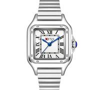 ARUNASC Watches Square Classic Analog Quartz Watch Easy Read Ladies Wrist Watch with Stainless Steel Expansion Band Roman Dial for Men and Women Digital(Wei,C)