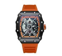 ARUNASC Watches Square Mechanical Watch Hollow Waterproof Men's Wristwatch Rubber Strap Luminous Waterproof for Formal and Casual Wear Digital(Nero,Blu)