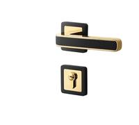 ARUNASO Handles Door Handle with Lock Privacy Door Lever Internal Sets Entry Doors Knobs with Keys for Bedroom, Passage Door Locks(Black+glod,Silent Version)
