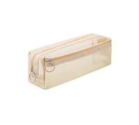 ARUNASO Pen case Pen Cases Large Capacity Solid Color Mesh Yarn Structure Zipper Closure Multi Functional Storage Home Desk Office Supplies Large Capacity(Beige)