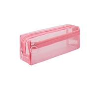 ARUNASO Pen case Pen Cases Large Capacity Solid Color Mesh Yarn Structure Zipper Closure Multi Functional Storage Home Desk Office Supplies Large Capacity(Rose)