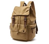 ARUNASO rucksack Canvas backpack computer bag Water Resistant with Mulitiple Pockets for School Travel Outdoor College, 15 inch girls(Khaki)