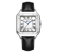 ARUNASO Wrist Square Classic Analog Quartz Watch Easy Read Ladies Wrist Watch with Stainless Steel Expansion Band Roman Dial for Men and Women Digital Watch(Wei,B)