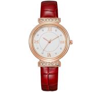ARUNASO Wrist Women's Leather Quartz Watch Leather Strap Analog Quartz Watches Premium Fashion Wristwatch Digital(Rot)