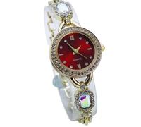 ARUNASO Wrist Women's Luxury Bracelet Watch Round Dial with Roman Numerals Wristwatch Elegant Small Imitation Diamond Analog Quartz Watches Digital(Rot)