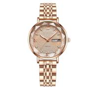ARUNASO Wrist Women's Prismatic Watch Analog Quartz Wrist Watches Luminous Waterproof Wristwatches Digital Watch(Gold,Steel Belt)