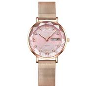 ARUNASO Wrist Women's Prismatic Watch Analog Quartz Wrist Watches Luminous Waterproof Wristwatches Digital Watch(Rose,Steel Belt)