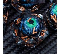 ARUOHHA DND Dragons Eye Dice Liquid Core Blue Green Resin Sharp Edged Dice Set with Gift Box, Compatible with D&D Role Playing Game, Polyhedral Dungeons D and D Dice D20 D12 D10 D8 D6 D4