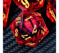 ARUOHHA DND Dragons Eye Dice Liquid Core Red Resin Sharp Edged Dice with Gift Box, Handmade Polyhedral Dungeons D and D Dice Set Role Playing Game D20 D12 D10 D8 D6 D4
