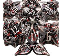 ARUOHHA DND Metal Dice Set Blood Leaf Design Polyhedral Dragons Dice with Box, 7PCS Dungeons D and D Dice RPG Role Playing Games D20 D12 D10 D8 D6