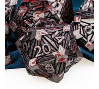 ARUOHHA DND Metal Dice Set Crystal Shards Dice with Gift Box, 7PCS Blood Dragons Polyhedral Dice RPG Role Playing Game Handmade 6 Sided Dungeons D and D Dice Set D20 D12 D10 D8 D6 D4