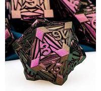 ARUOHHA DND Metal Dice Set Crystal Shards Dice with Gift Box, 7PCS Purple Red Polyhedral Dragons Dice RPG Role Playing Game Handmade 6 Sided Dungeons D and D Dice Set D20 D12 D10 D8 D6 D4