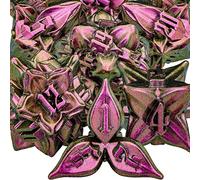 ARUOHHA DND Metal Dice Set Purple Red Leaf Design Polyhedral Dragons Dice with Box, 7PCS Dungeons D and D Dice RPG Role Playing Games D20 D12 D10 D8 D6