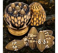 ARUOHHA DND Metal Dragons Dice Antique Gold Dragon Egg Dice with Rotating Dragon Egg Shell, RPG Role Playing Game Polyhedral Dungeons D and D Dice Set D20 D12 D10 D8 D6 D4