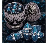 ARUOHHA DND Metal Dragons Dice Black Blue Dragon Egg Dice with Rotating Dragon Egg Shell, Role Playing Game, Polyhedral Dungeons D and D Dice Set D20 D12 D10 D8 D6 D4