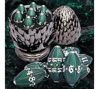 ARUOHHA DND Metal Dragons Dice Black Green Dragon Egg Dice with Rotating Dragon Egg Shell, Role Playing Game RPG Dungeons Polyhedral D and D Dice Set D20 D12 D10 D8 D6 D4