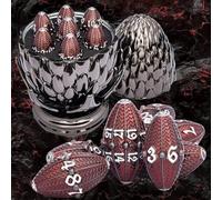 ARUOHHA DND Metal Dragons Dice Black Red Dragon Egg Dice with Rotating Dragon Egg Shell, Role Playing Game RPG Dungeons Polyhedral D and D Dice Set D20 D12 D10 D8 D6 D4