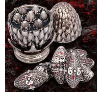 ARUOHHA DND Metal Dragons Dice Blood Splatter Dragon Egg Dice with Rotating Dragon Egg Shell, Role Playing Game Dungeons Polyhedral D and D Dice Set D20 D12 D10 D8 D6 D4