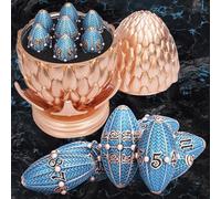 ARUOHHA DND Metal Dragons Dice Copper Blue Dragon Egg Dice with Rotating Dragon Egg Shell, Role Playing Game RPG Dungeons Polyhedral D and D Dice Set D20 D12 D10 D8 D6 D4