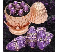 ARUOHHA DND Metal Dragons Dice Copper Purple Dragon Egg Dice with Rotating Dragon Egg Shell, Role Playing Game RPG Polyhedral Dungeons D and D Dice Set D20 D12 D10 D8 D6 D4