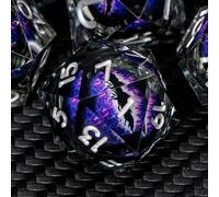 ARUOHHA DND Resin Dice Dragons Eye Dice Liquid Core Purple Sharp Edged Dice Set with Gift Box, Dungeons Polyhedral D and D Dice Set Compatible with D&D Role Playing Game D20 D12 D10 D8 D6