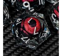 ARUOHHA DND Resin Dice Dragons Eye Dice Liquid Core Red Sharp Edged Dice Set with Gift Box, Dungeons Polyhedral D and D Dice Set Role Playing Game D20 D12 D10 D8 D6 D4
