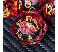 ARUOHHA DND Resin Dice Dragons Eye Dice Liquid Core Red Sharp Edged Dice Set with Gift Box, Polyhedral Dungeons D and D Dice Set Role Playing Game D20 D12 D10 D8 D6 D4