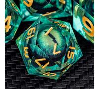 ARUOHHA DND Resin Dice Dragons Eye Liquid Core Polyhedral D and D Dice Set with Gift Box, Green Dungeons Sharp Edged Dice Role Playing Game D20 D12 D10 D8 D6 D4