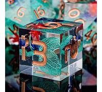 ARUOHHA DND Resin Dice Translucent Green Leaf Sharp Edged Dragons Dice Set with Box, 7pcs Flower Inclusions Dungeons Polyhedral Dice RPG Role Playing Game D20 D12 D10 D6