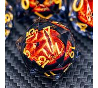 ARUOHHA Gazes Eye Dice DND Resin Dice Liquid Core Flaming RPG Sharp Edged Dice Set with Gift Box, Black Polyhedral D and D Dice Set Compatible with Dungeons Dragons Role Playing Game D20 D12 D10 D8 D6
