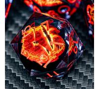 ARUOHHA Gazes Eye Dice DND Resin Dice Liquid Core Flaming RPG Sharp Edged Dice Set with Gift Box, Polyhedral D and D Dice Set Compatible with Dungeons Dragons Role Playing Game D20 D12 D10 D8 D6